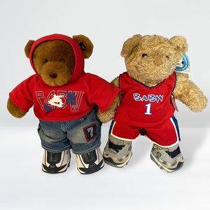 Build-A-Bear Workshop Brown Tan Bear Lot of 2 with Clothing